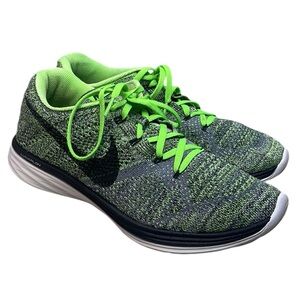 Nike Flyknit Lunar3 Green Black Style  Running Athletic Shoes